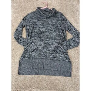 GAP Womens Small Grey Marled Cowl Neck Long Sleeve Ribbed Hem Tunic Top Sweater